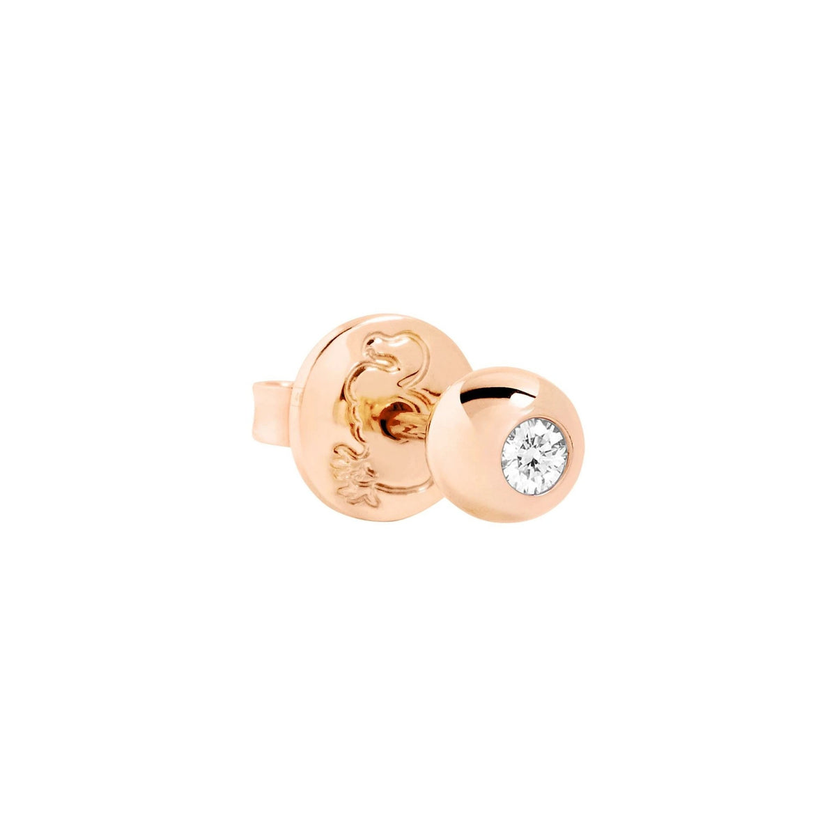 Bollicine rose gold & diamond Stud Half-pair Earring - Rose Gold