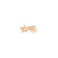 9K rose gold Star Comet stud earring with white diamonds (ct 0,02) Left Half pair - Rose Gold