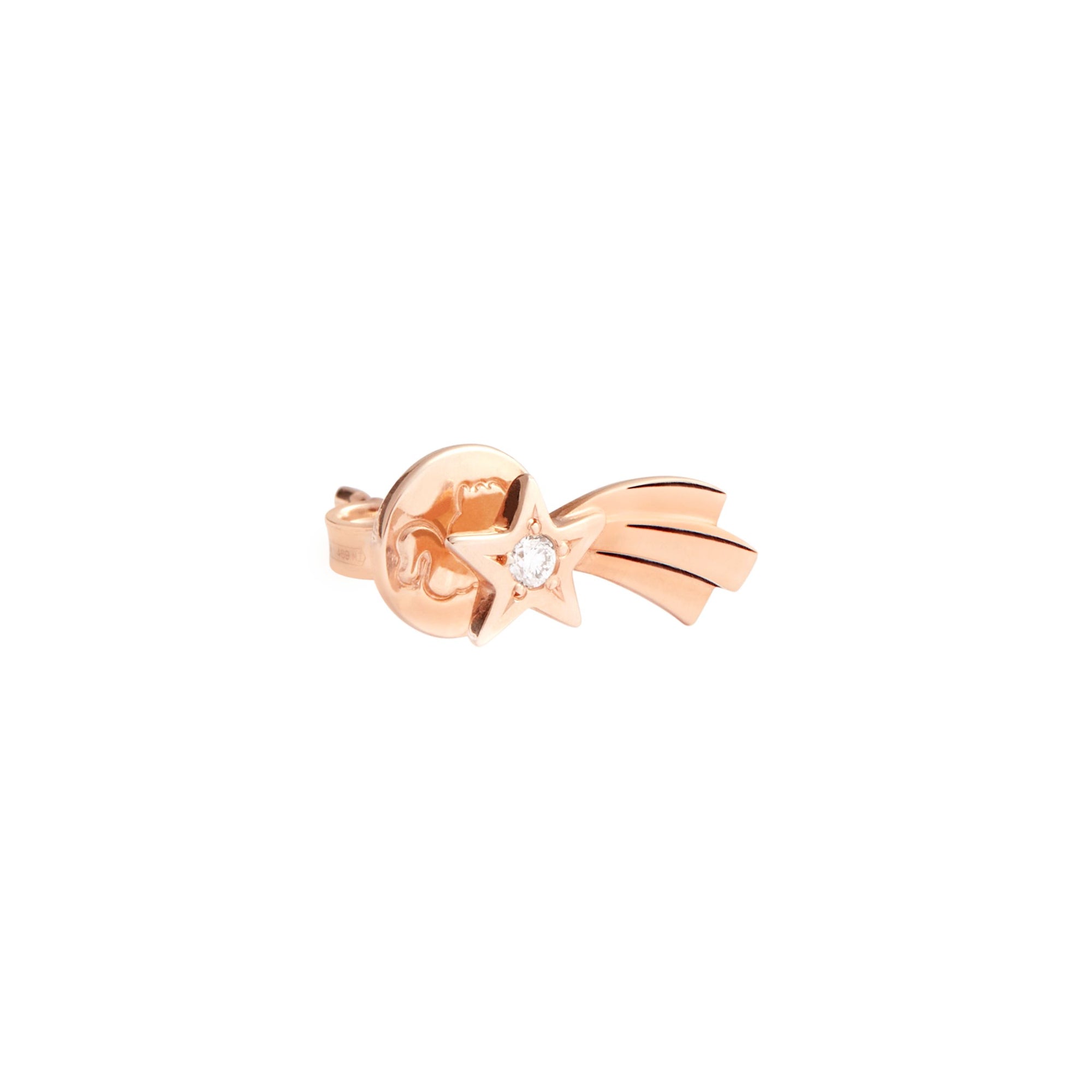 Comet Star rose gold & white diamonds Stud Half-pair earring - Rose Gold