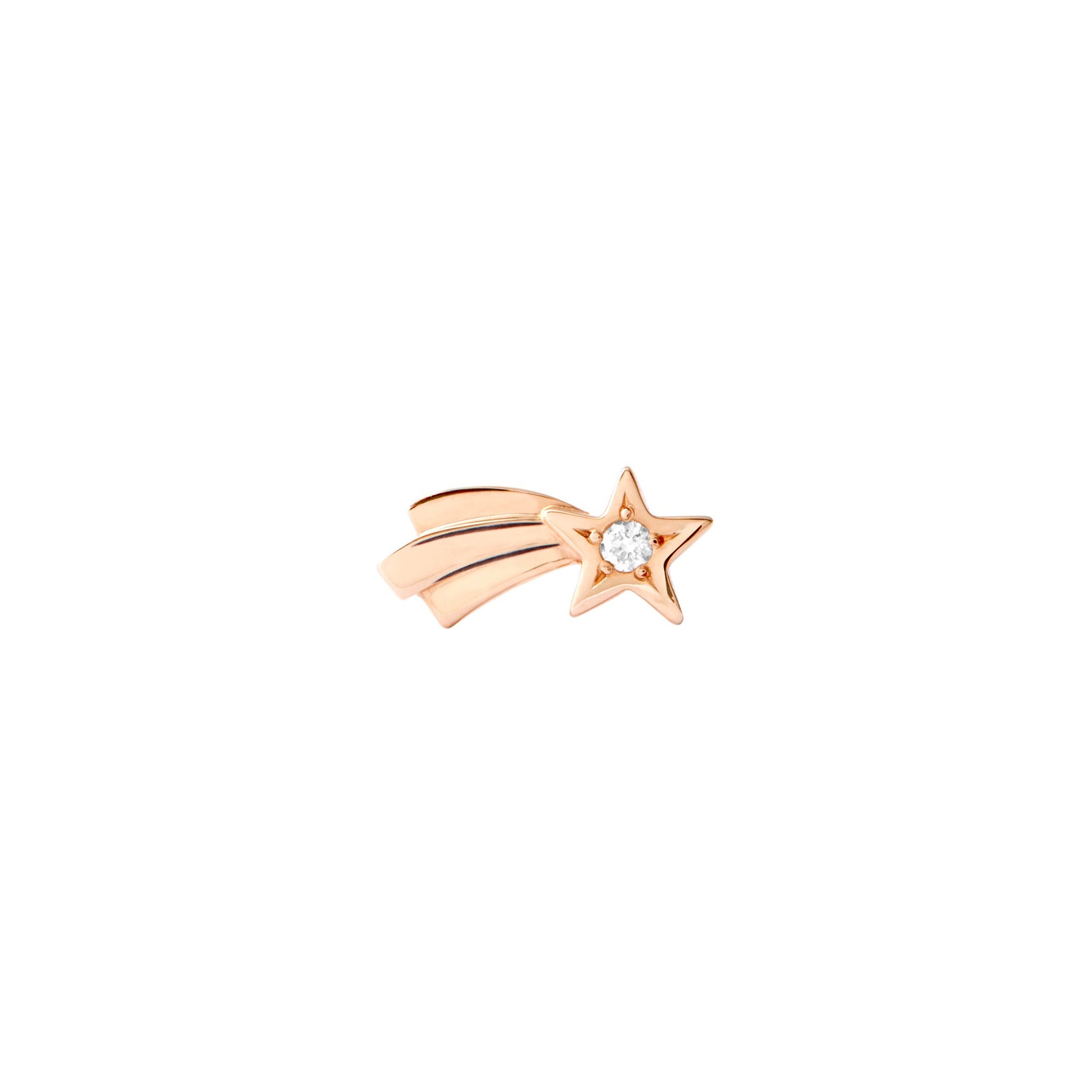 Comet Star rose gold & white diamonds Stud Half-pair earring - Rose Gold