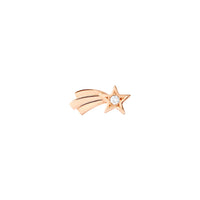 9K rose gold Star Comet stud earring with white diamonds (ct 0,02) Right Half pair - Rose Gold