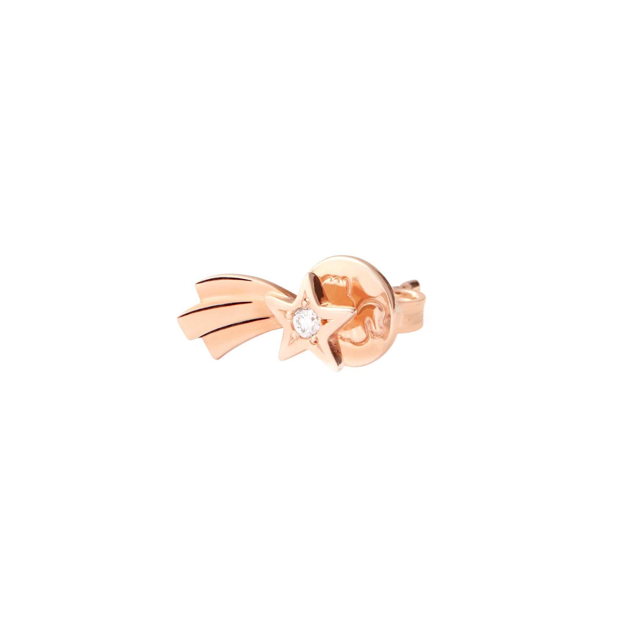 Comet Star rose gold & white diamonds Stud Half-pair earring - Rose Gold