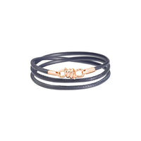 Nodo Bracelet With 9K Rose Gold Clasp And End Pieces, Grey Leather Cord - Rose Gold