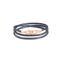 Nodo rose gold & blue leather cord Bracelet - Rose Gold & Blue