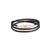 Nodo bracelet with 9k rose gold clasp and end hardware, Cord in black leather - Rose Gold