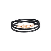 Nodo rose gold & black leather cord Bracelet - Rose Gold & Black