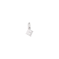 Letter H charm in 18K rhodium plated white gold with 3 diamonds (0025 ct) small model Black cord included - White Gold