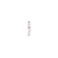 Letter I pendant in 18K rhodium plated white gold with 3 diamonds (0025 ct) small model Black cord included - White Gold