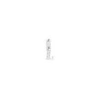 18K Rhodium-Plated White Gold Letter L Charm With 3 White Diamonds (Ct 0025) Small Model - White Gold