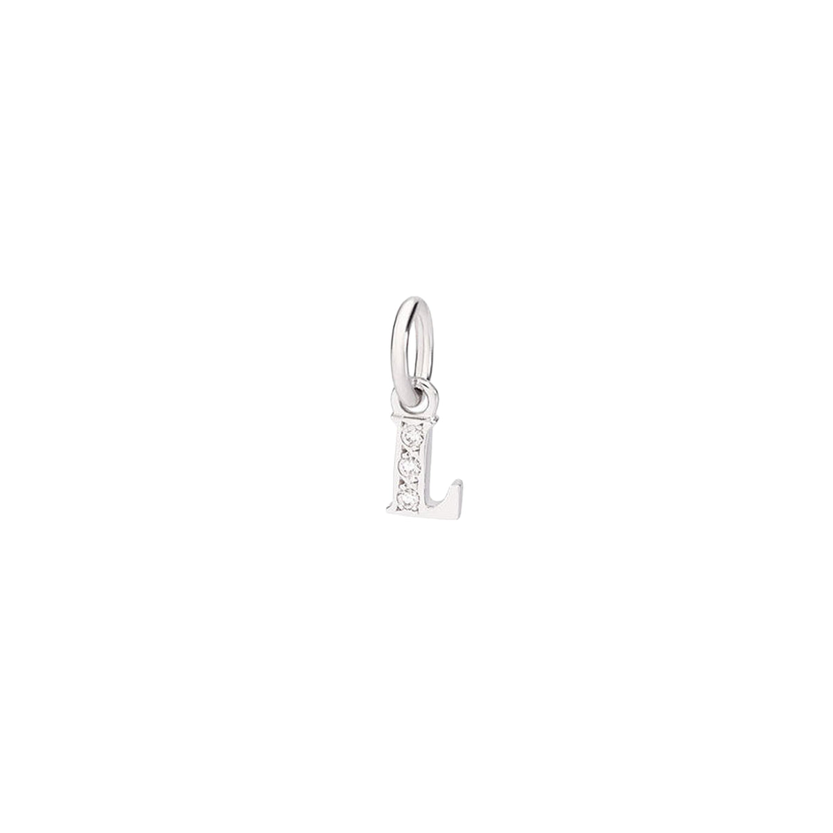 Precious letter L rhodium plated white gold & diamonds Charm - White Gold