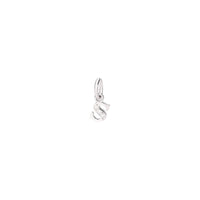 18K Rhodium-Plated White Gold Letter S Charm With 3 White Diamonds (Ct 0025) Small Model - White Gold