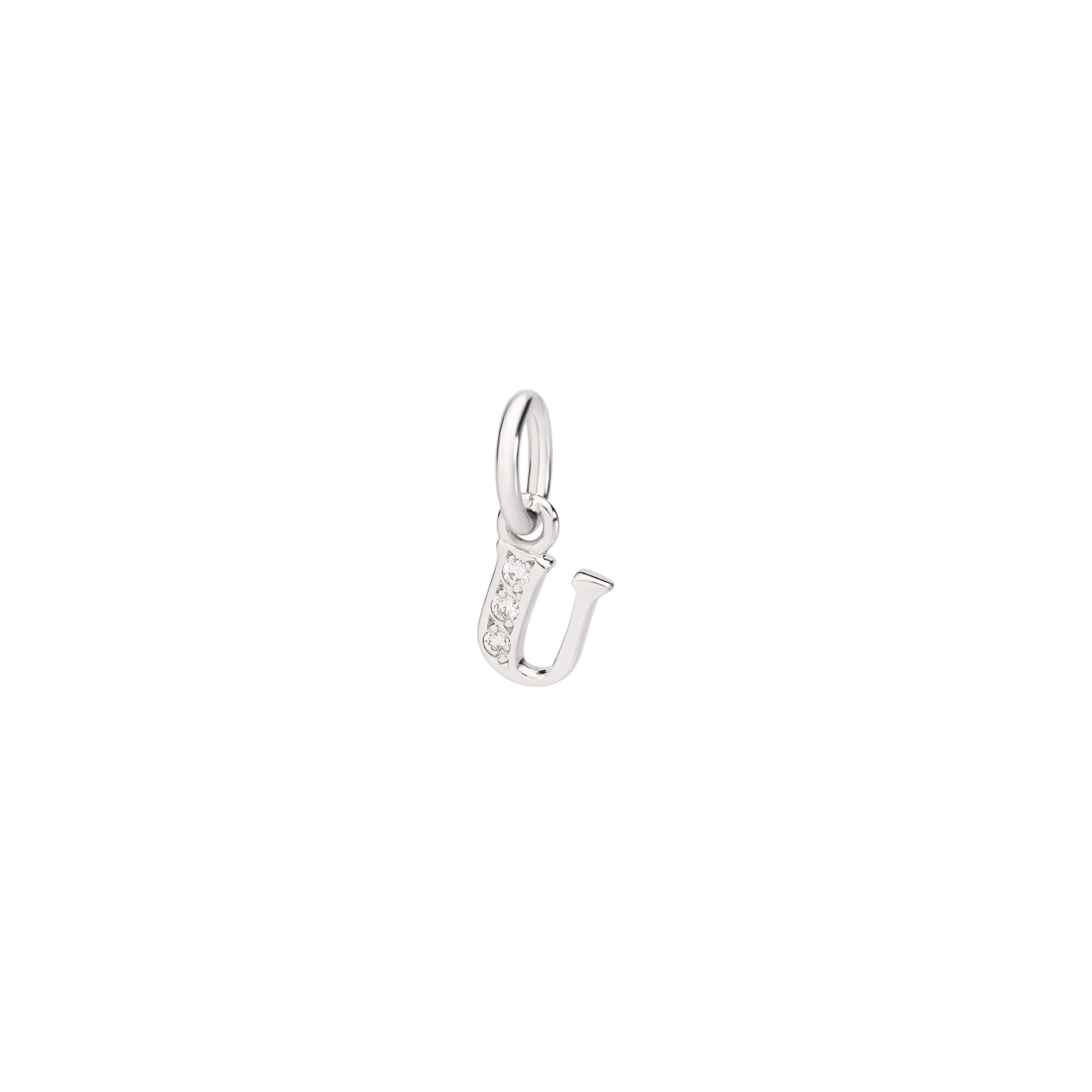 Precious letter U white gold & diamonds Charm - White Gold