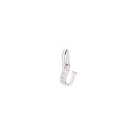 Letter U pendant in 18K rhodium plated white gold with 3 diamonds (0025 ct) small model - White Gold