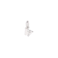 Letter W pendant in 18K rhodium plated white gold with 3 diamonds (0025 ct) small model  - White Gold