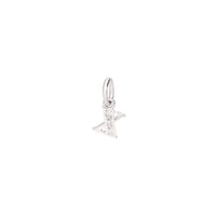Letter X pendant in 18K rhodium plated white gold with 3 diamonds (0025 ct) small model  - White Gold