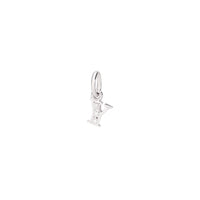 Letter Y pendant in 18K rhodium plated white gold with 3 diamonds (0025 ct) small model Black cord included - White Gold