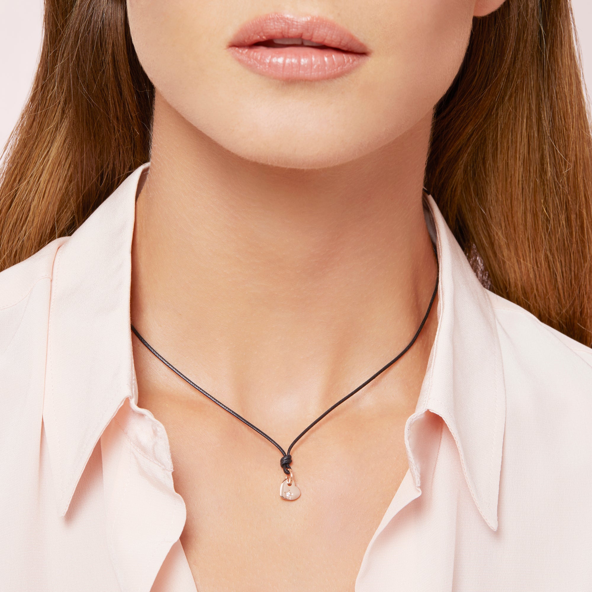 Heart rose gold & white diamond Charm - Rose Gold