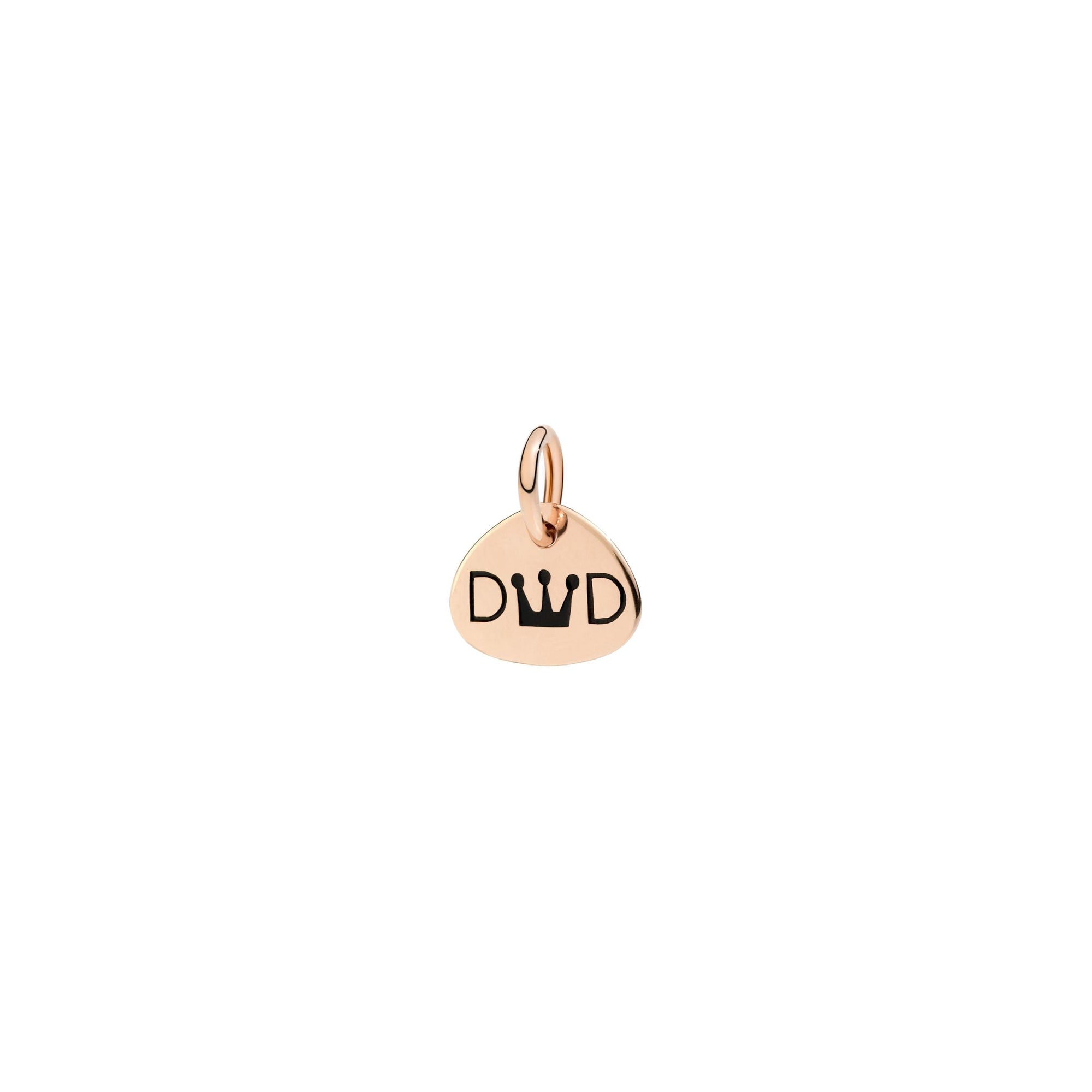 Dad charm in 9K rose gold and black enamel Black cord included - Rose Gold