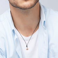 Dad charm in 9K rose gold and black enamel Black cord included - Rose Gold