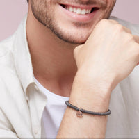 Dad charm in 9K rose gold and black enamel Black cord included - Rose Gold