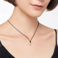 Dad charm in 9K rose gold and black enamel Black cord included - Rose Gold