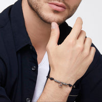Dad charm in 9K rose gold and black enamel Black cord included - Rose Gold