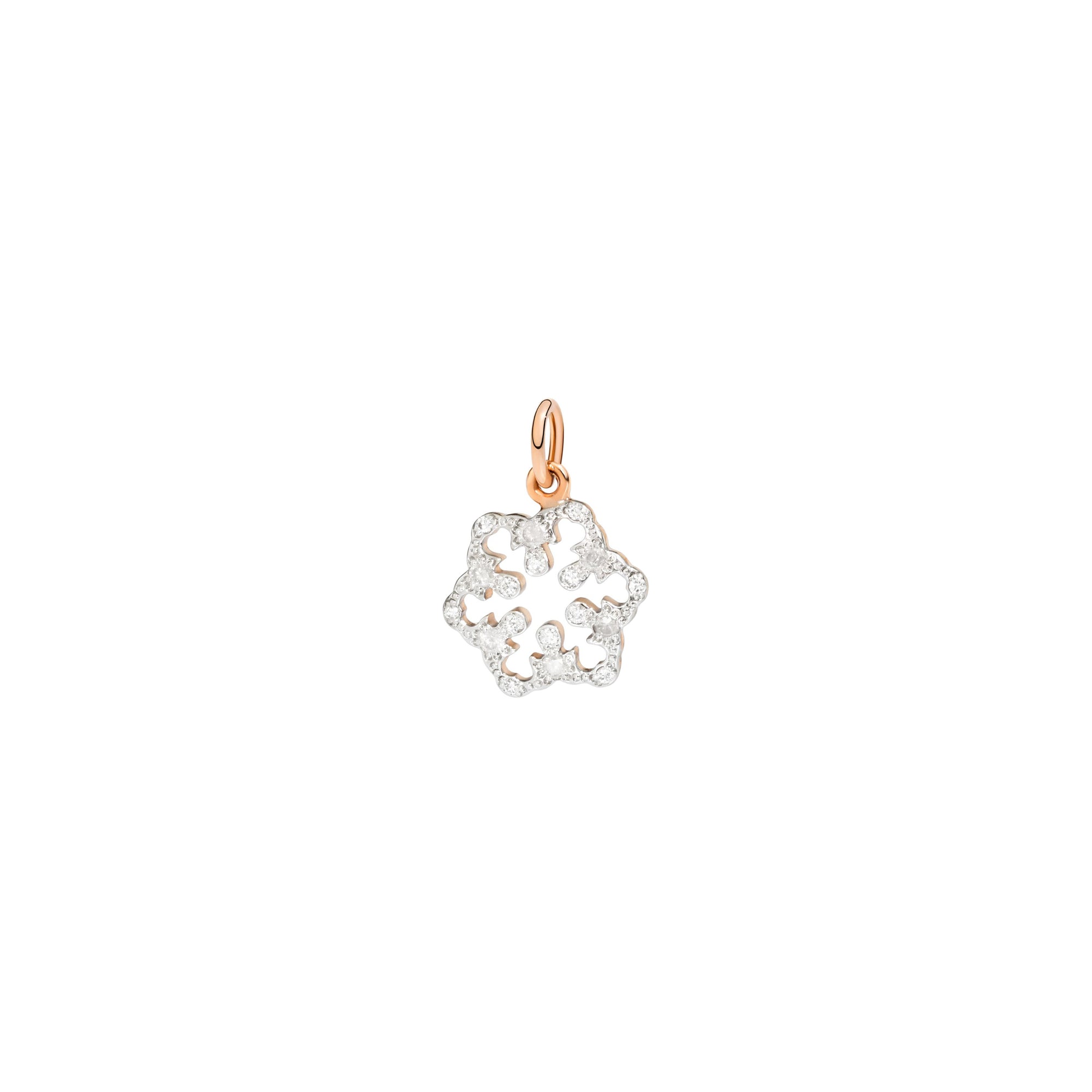Snowflake rose gold & white diamonds Charm - Rose Gold