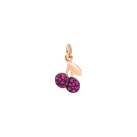 Cherry charm in 9K rose gold with 19 rubies (028 ct)  - Rose Gold