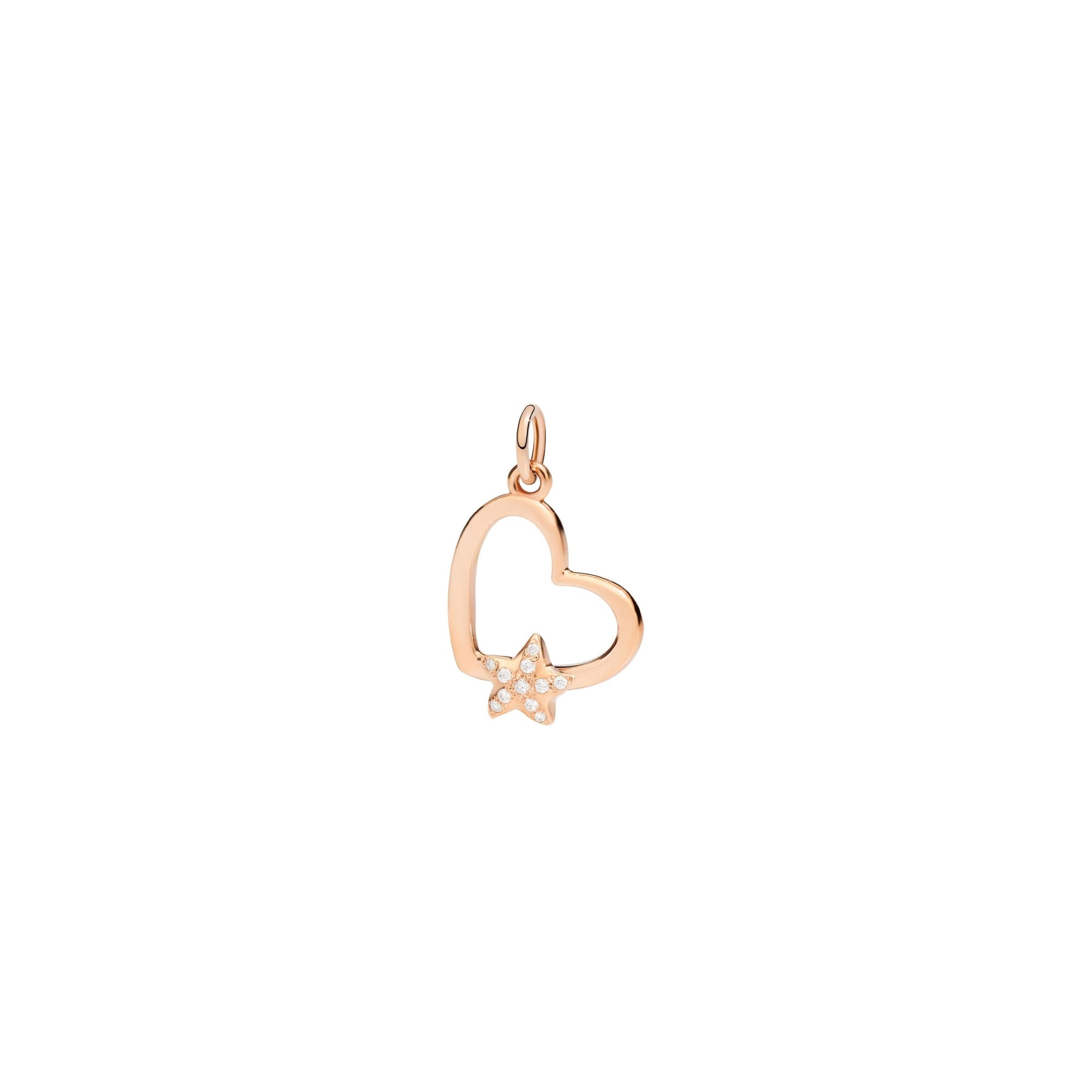 9kt rose gold silhouette charm with a 3d star in 9kt rose gold and white diamonds  - Rose Gold