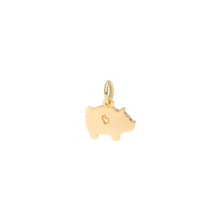 Pig yellow gold & red enamel Charm - Yellow Gold & Red