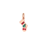 Christmas stocking rose gold Charm - Rose Gold & Red