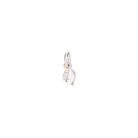Letter Q pendant in 18K rhodium plated white gold with 3 diamonds (0025 ct) small model  - White Gold