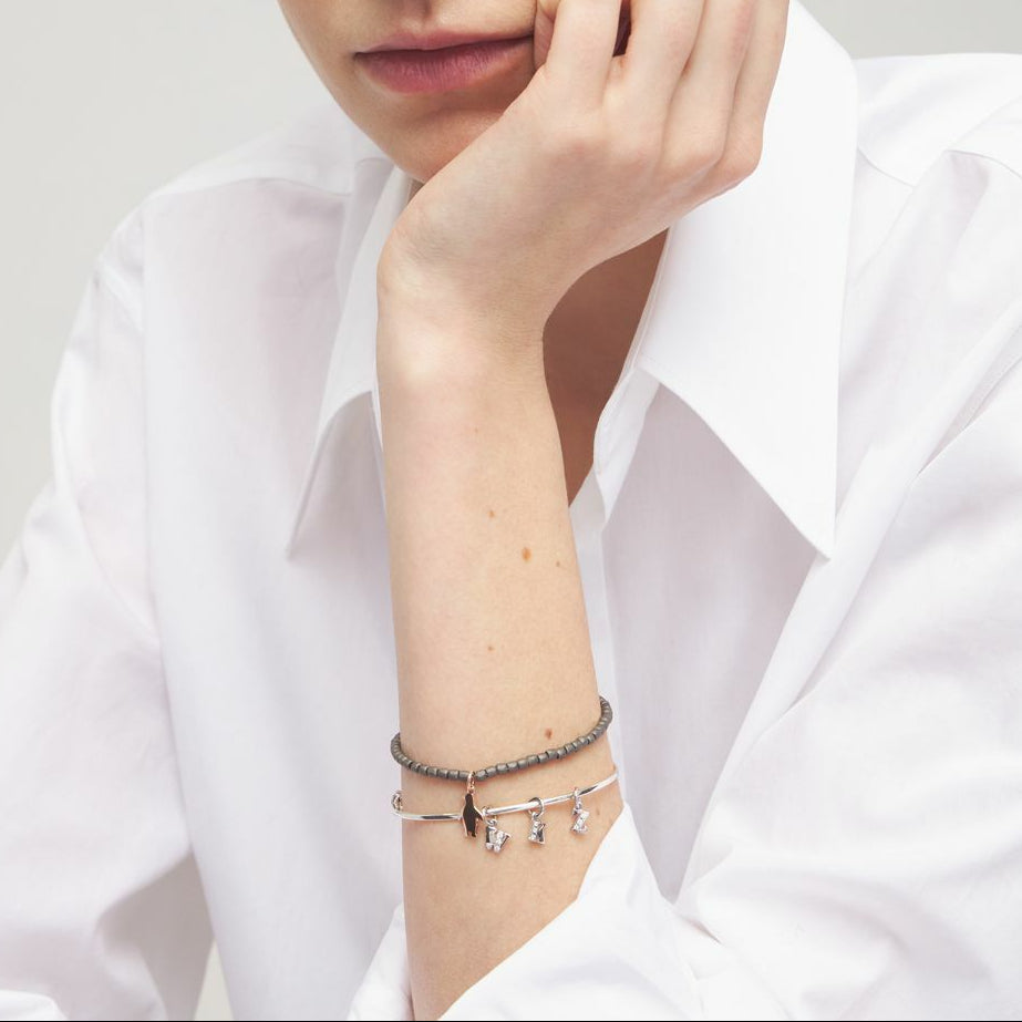 Letter X pendant in 18K rhodium plated white gold with 3 diamonds (0025 ct) small model  - White Gold