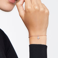 Letter W pendant in 18K rhodium plated white gold with 3 diamonds (0025 ct) small model  - White Gold
