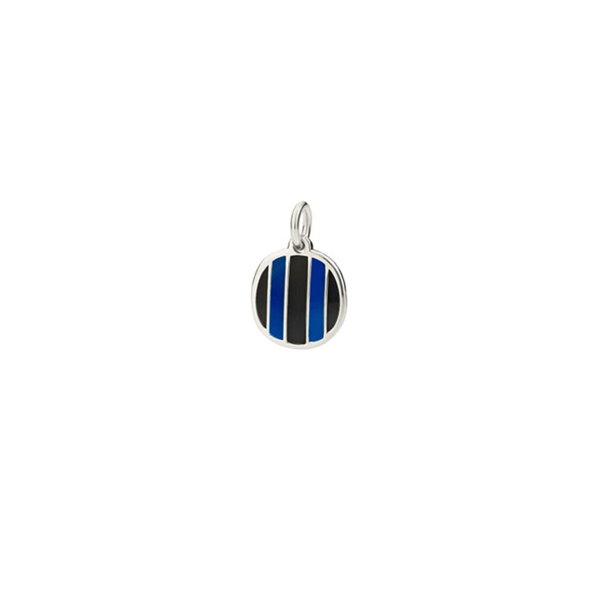 Inter silver blue & black enamel Charm - Silver & Blue & Black