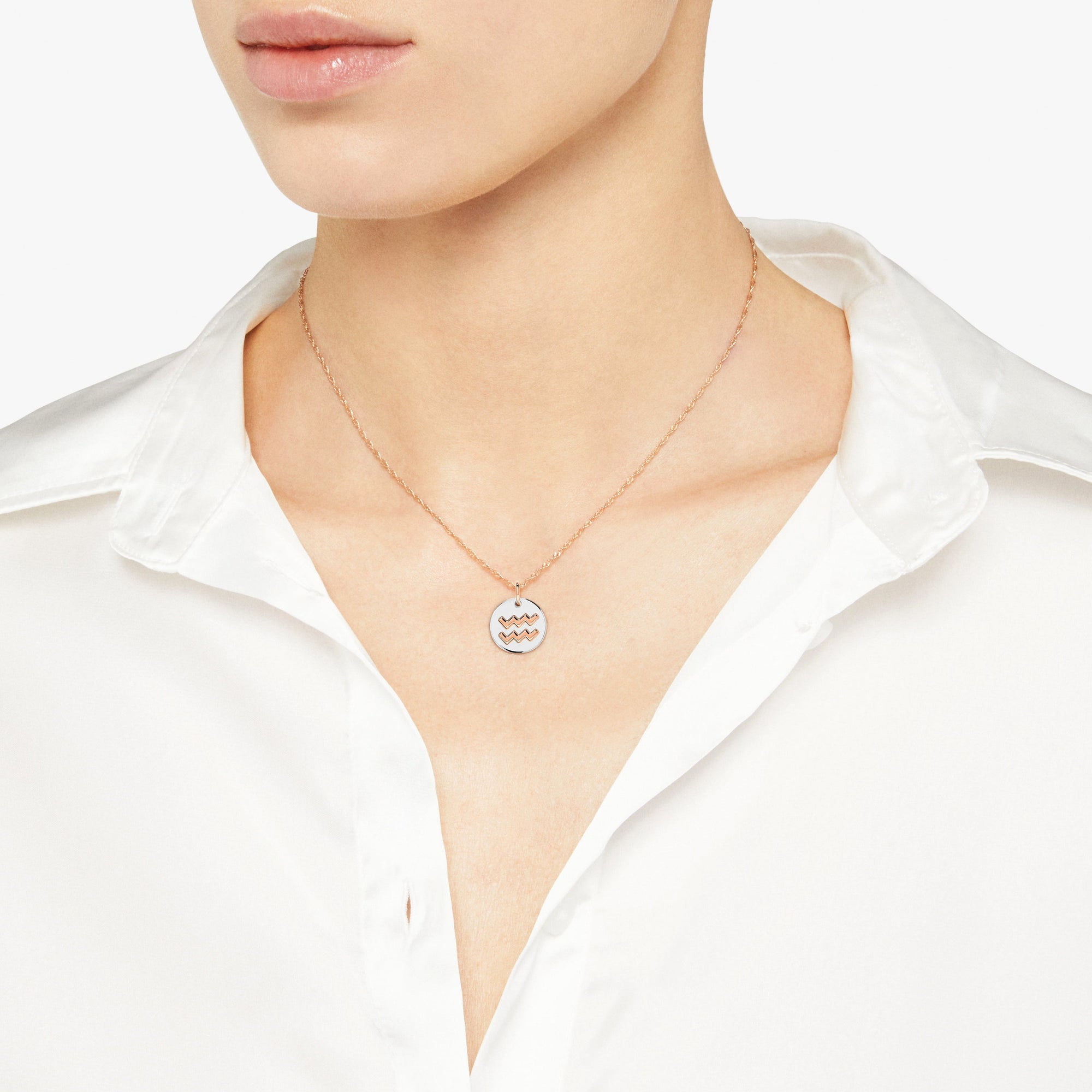 Aquarius charm in silver and 9K rose gold - Rose Gold & Silver