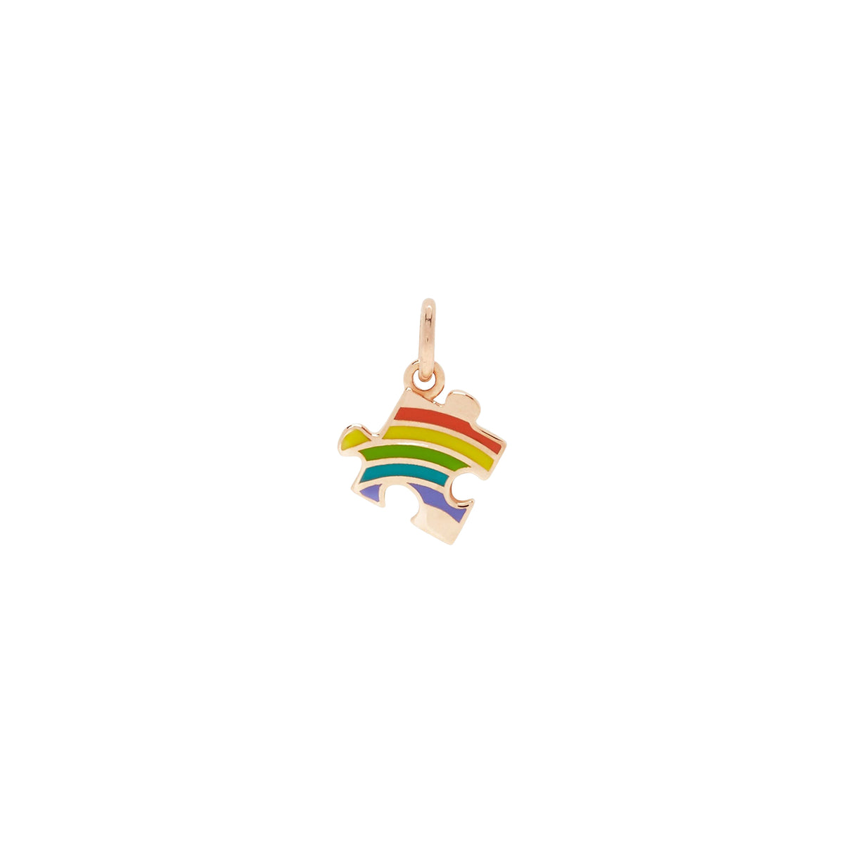 Puzzle rose gold & rainbow enamel Charm - Rose Gold & Multicolor