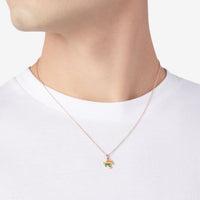 Puzzle charm in 9K rose gold and rainbow enamel - Rose Gold