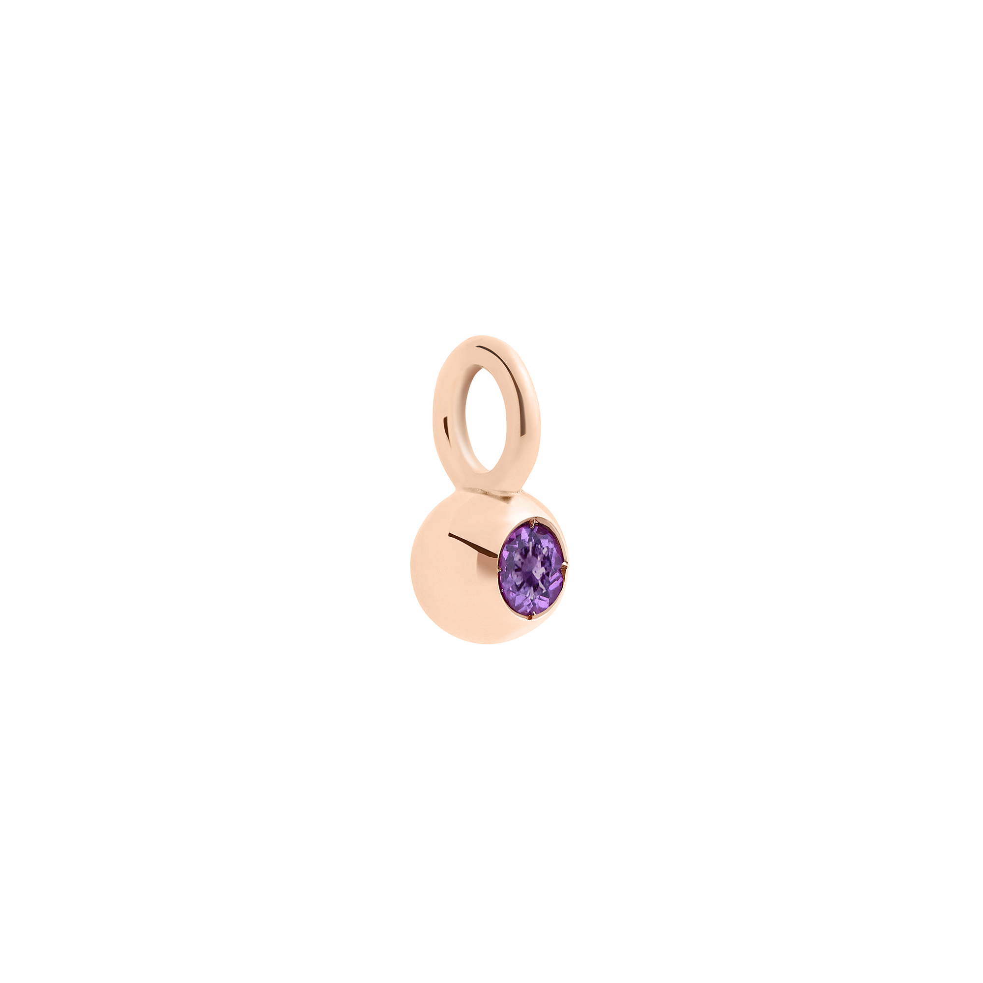 9K rose gold Bollicine charm with 1 amethyst (ct 0,09) - Rose Gold