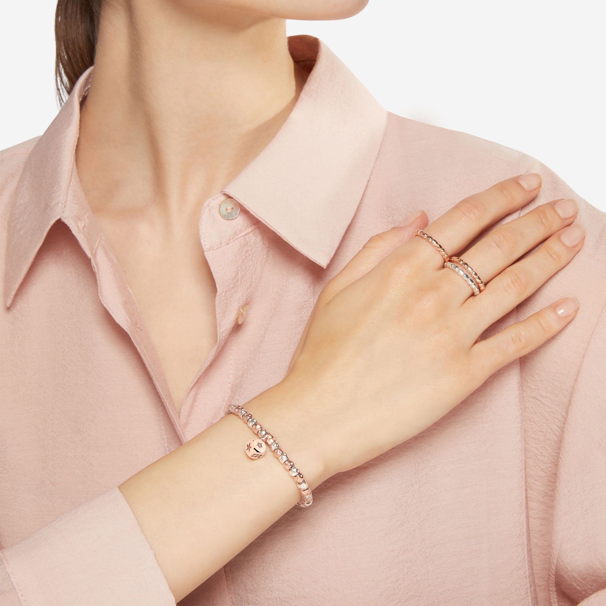 Dice rose gold & brown diamonds Charm - Rose Gold