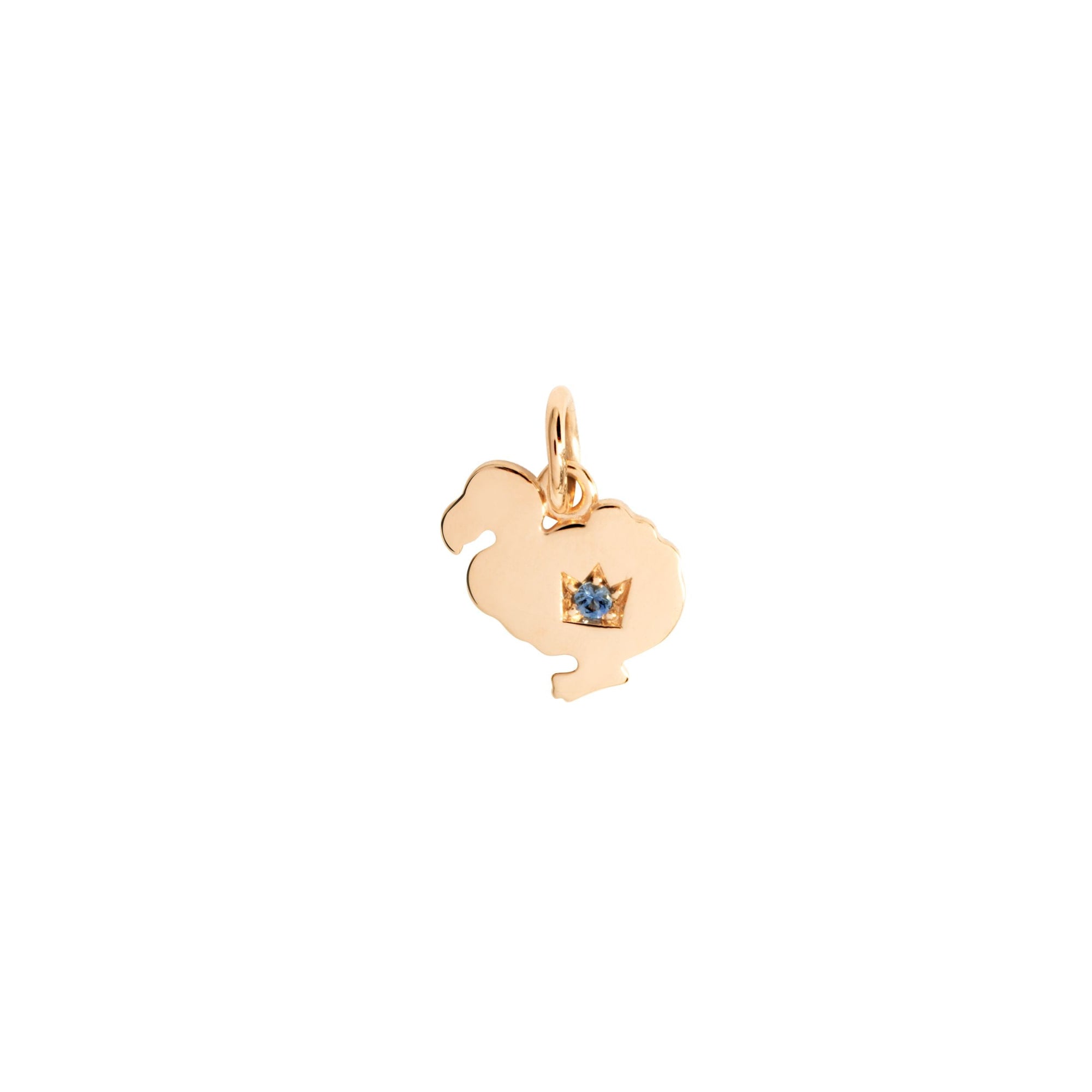 9K rose gold dodo charm for 30th birthday and 1 blue sapphire (ct 0,03) - Rose Gold