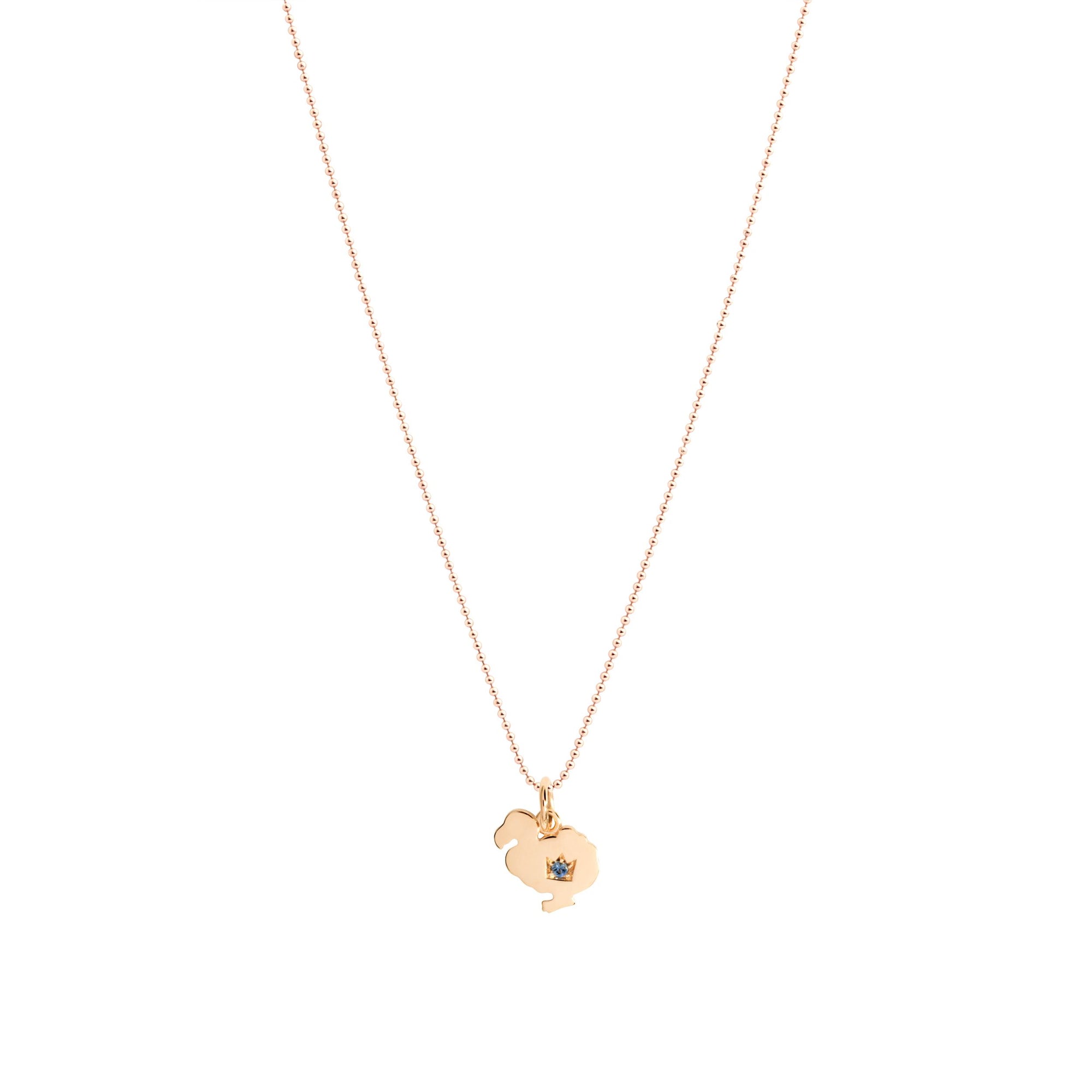 Dodo rose gold & sapphire Charm - Rose Gold & Blue