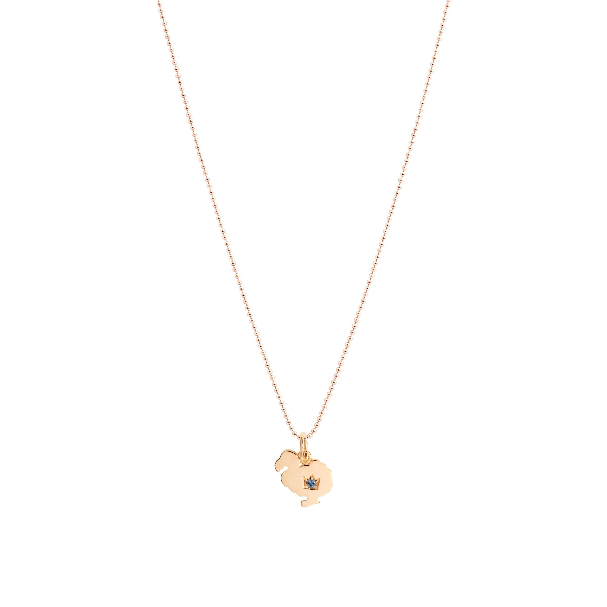 9K rose gold dodo charm for 30th birthday and 1 blue sapphire (ct 0,03) - Rose Gold