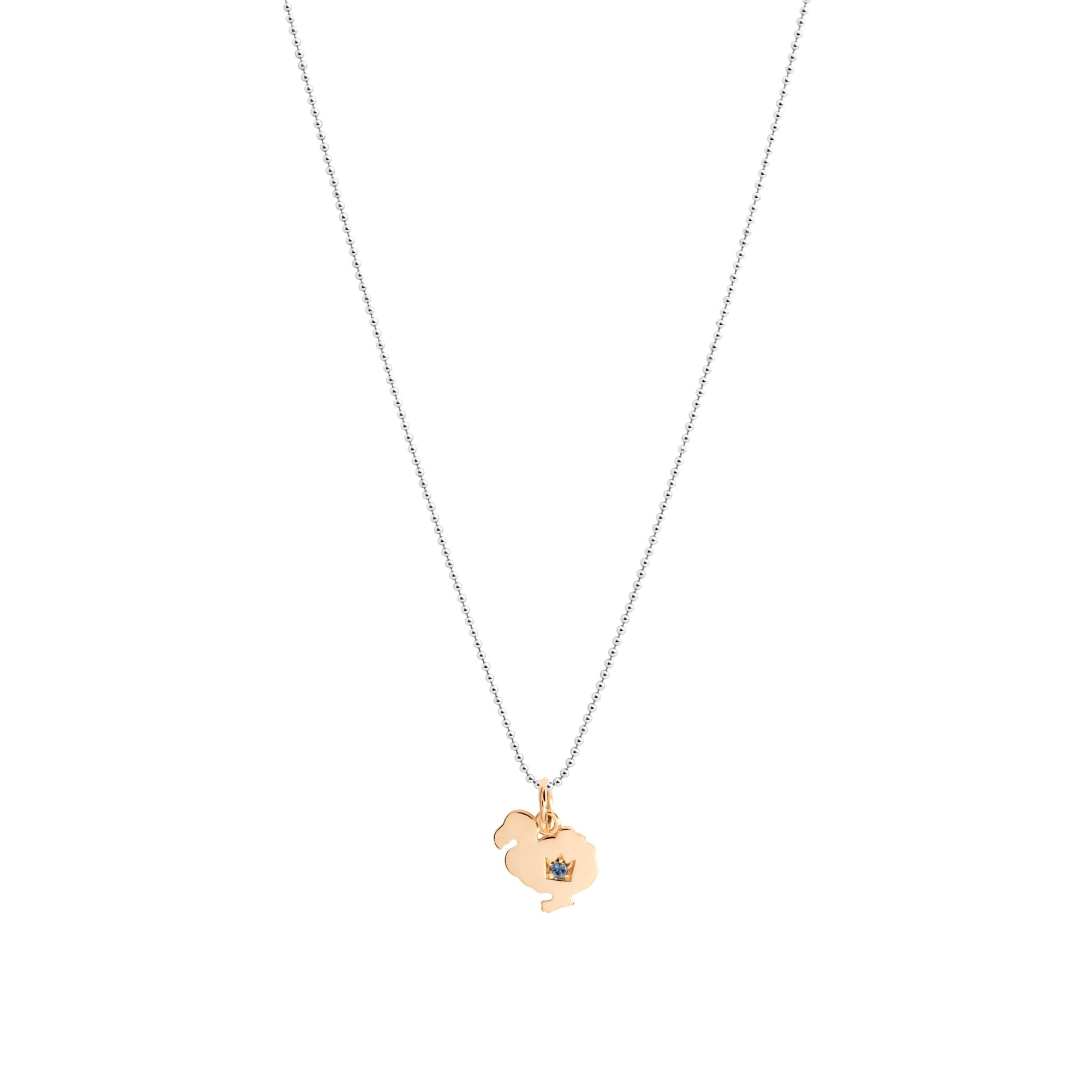 Dodo rose gold & sapphire Charm - Rose Gold & Blue