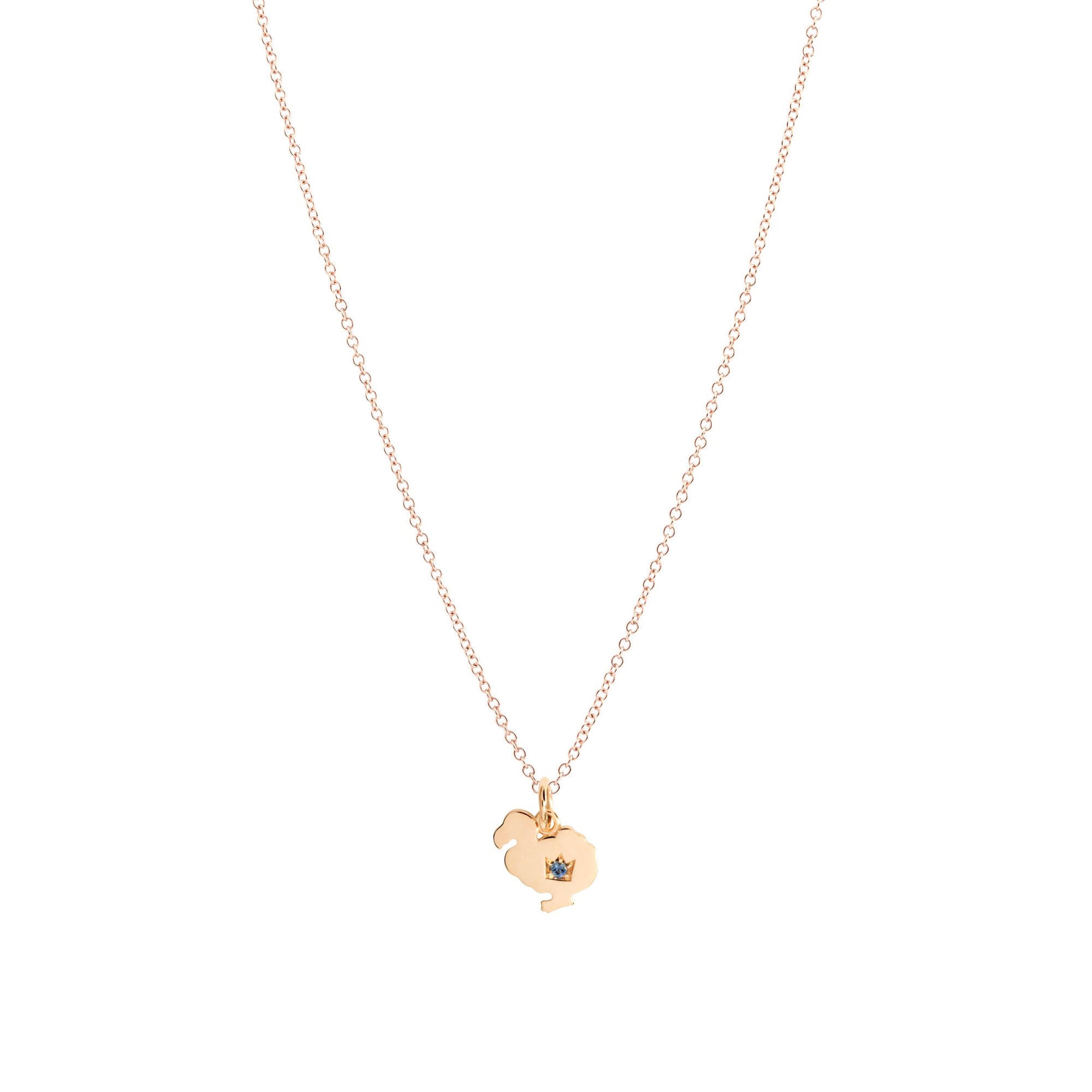 Dodo rose gold & sapphire Charm - Rose Gold & Blue