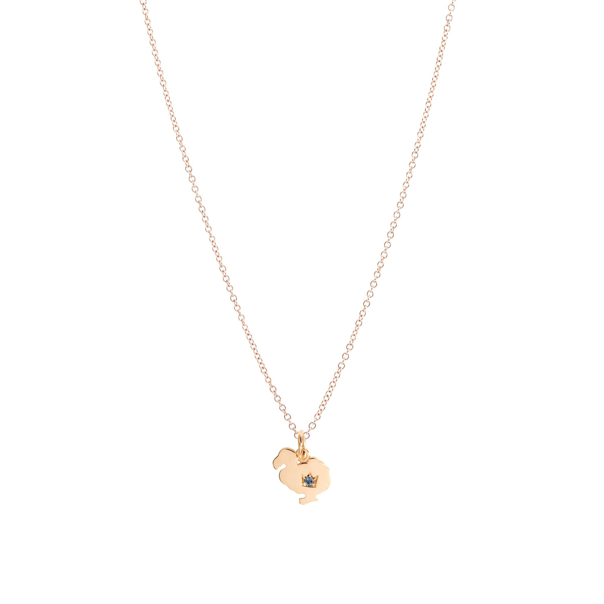 DoDo rose gold & sapphire Charm - Rose Gold & Blue