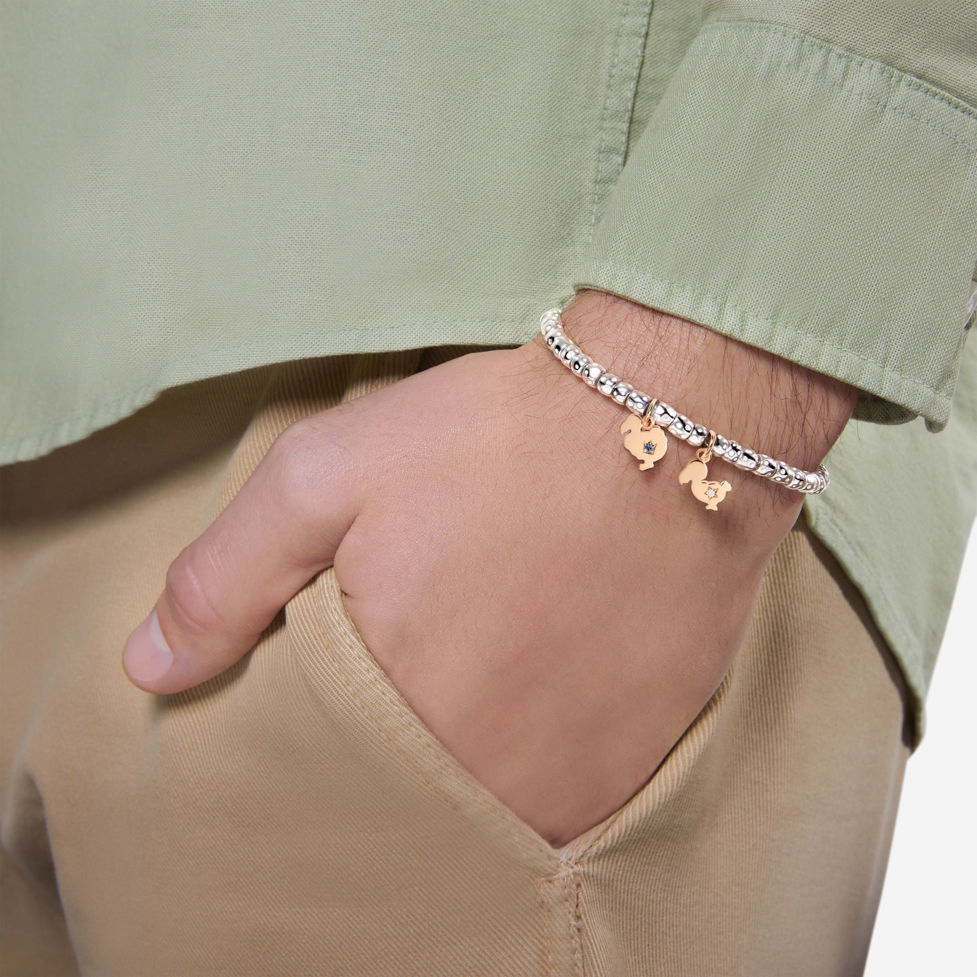 9K rose gold dodo charm for 30th birthday and 1 blue sapphire (ct 0,03) - Rose Gold
