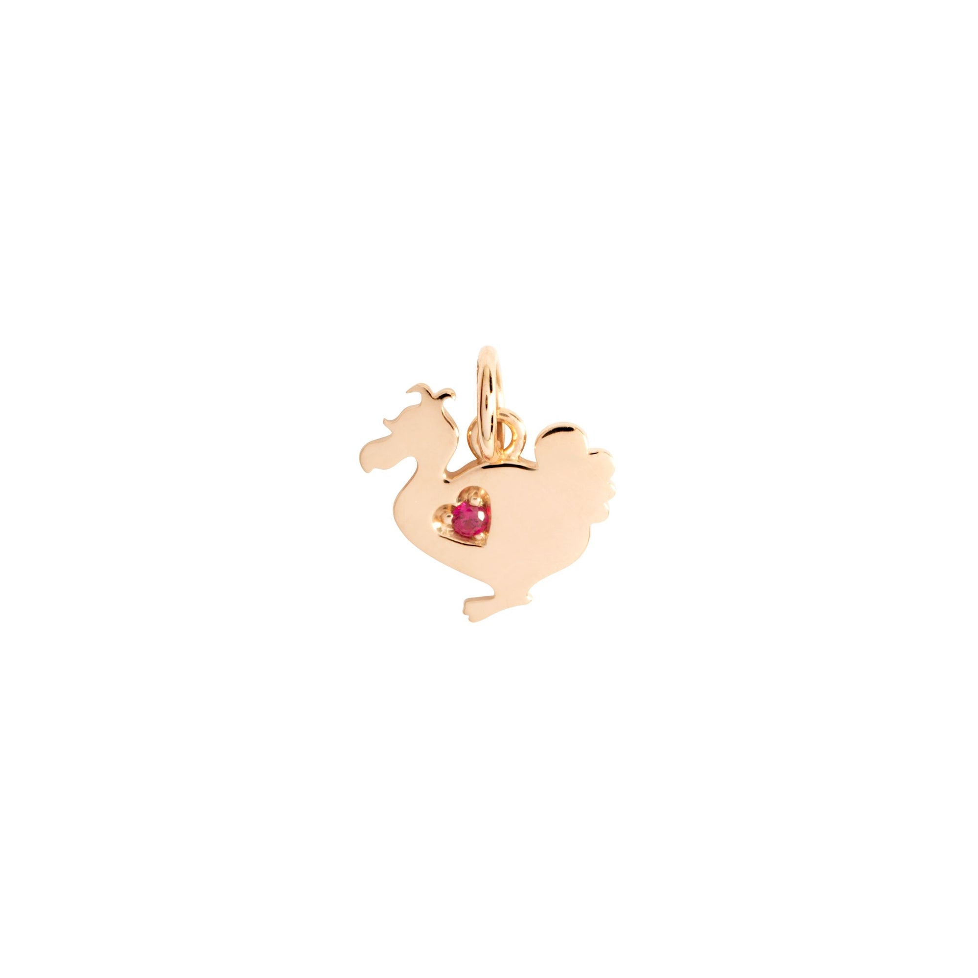 Lady dodo rose gold & ruby Charm - Rose Gold & Red