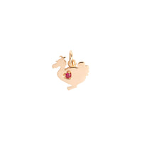 9K rose gold lady dodo charm for 30th birthday and 1 ruby (ct 0,03) - Rose Gold