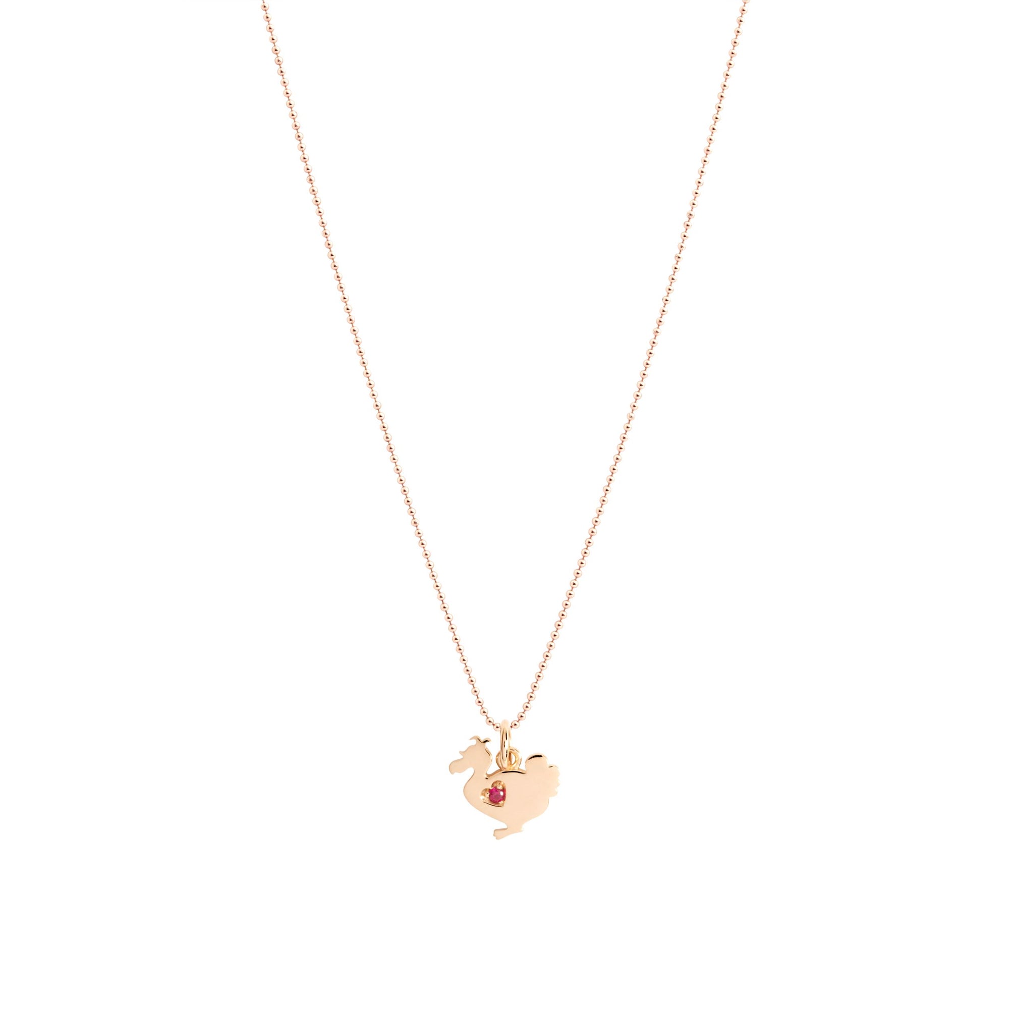 Lady dodo rose gold & ruby Charm - Rose Gold & Red